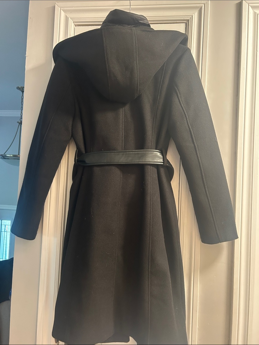 Suzy Shier Black Hooded Belted Trench Coat - Picture 5 of 5